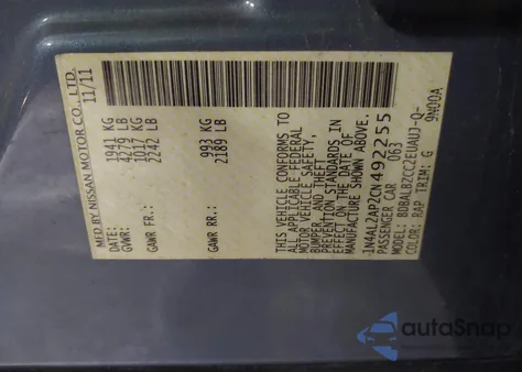 2012 Nissan Altima 2.5 S z USA, uszkodzony, nr VIN 1N4AL2AP2CN492255